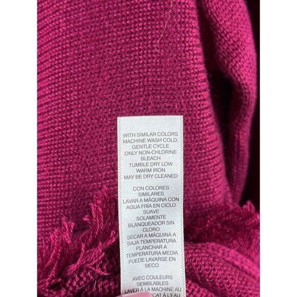 Chico's Touch of Cashmere Fringe Hem Pullover Sweater Size 1 Medium Magenta Pink - Picture 6 of 8